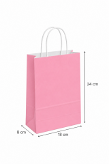 18x8x24 Açık Pembe Kraft Çanta 25'li