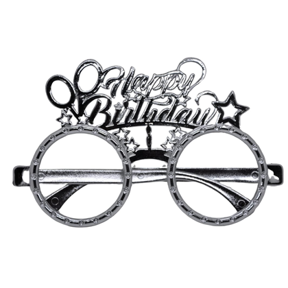 Happy Birthday Parlak Gümüş Mika Gözlük