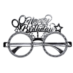 Happy Birthday Parlak Gümüş Mika Gözlük