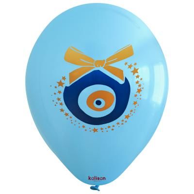 12'' Açık Mavi Nazar Baskılı Balon 25'li