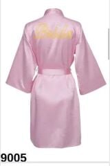 Bride Sabahlık Pembe - Altın Yazılı