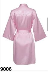 Bride Sabahlık Pembe - Gümüş Yazılı