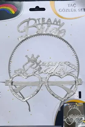 Team Bride Mika Gözlük - Taç Gümüş Set